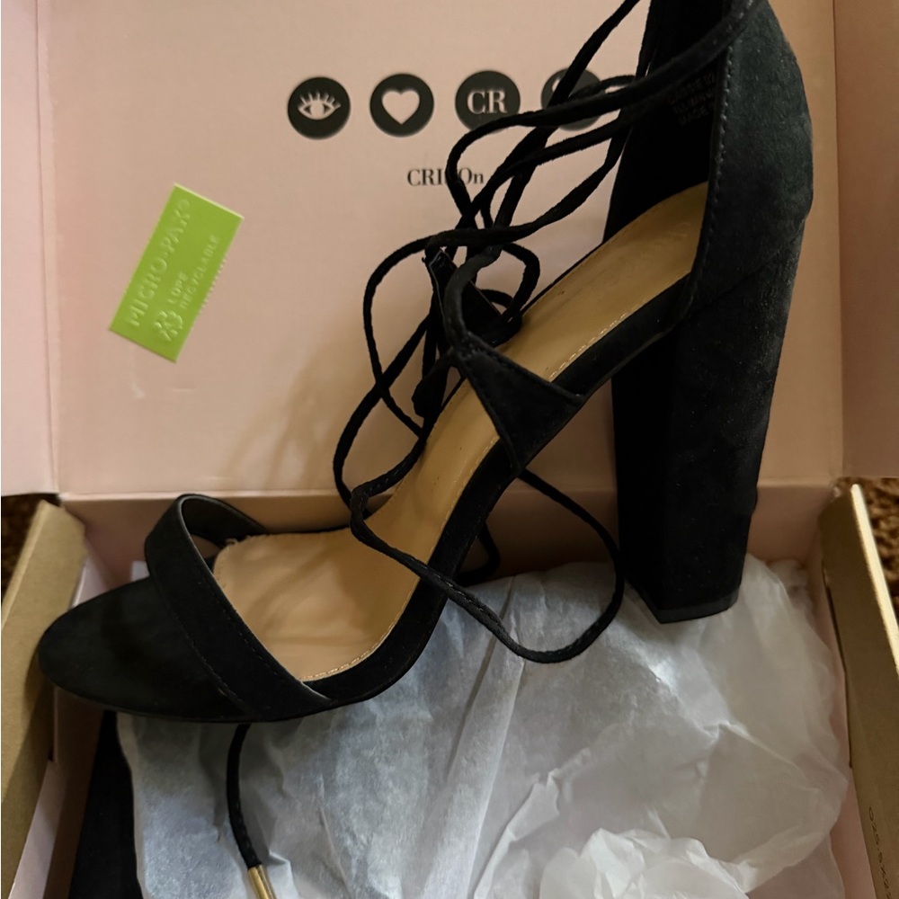 Charlotte Russe Black Strappy Heels - Picture 2 of 3